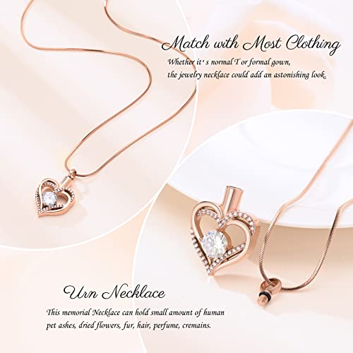 Minicremation Cremation Urn Necklace for Ashes Cremation Jewelry Heart Urn Necklace for Women Girls Birthstone Memorial Jewelry Pendant for Ashes for Human Pet - Image 4