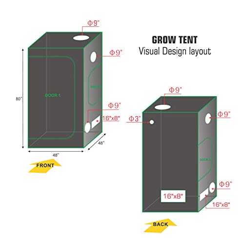 Topogrow 4'X4' Grow Tent Kit Complete Package Alphapar 720W Led Grow Light Bulbs Full-Spectrum, 48"X48"X80" Indoor Grow Tent With 6" Ventilation Kit With Accessories Hydroponics Plant Growing System #TOP5