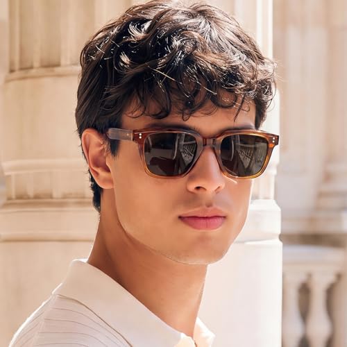 Image of AVAWAY Polarized Sunglasses for Men UV Protection, Square Acetate Frame Outdoor Driving Sun Glasses