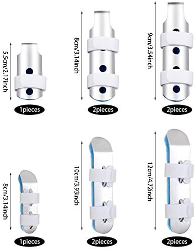 BBTO 10 Pieces Finger Splint Metal Finger Support Finger Knuckle Immobilization with Soft Foam Inner Band and Protective Vent for Adults and Children, 3 Sizes (Blue)