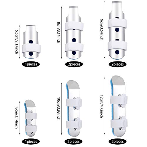 BBTO 10 Pieces Finger Splint Metal Finger Support Finger Knuckle Immobilization with Soft Foam Inner Band and Protective Vent for Adults and Children, 3 Sizes (Blue)