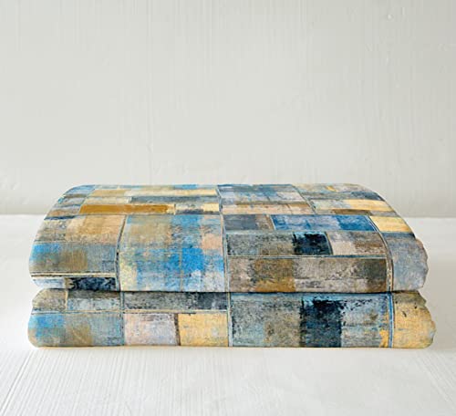 Blue Tie Dye Fleece Blanket Teal Ombre Sherpa Blanket For Kids, Grunge Abstract Blanket Queen Size Watercolor Gradient Throw Blanket For Sofa, Patchwork Geometry Flannel Blanket Luxury Room Decor #TOP2