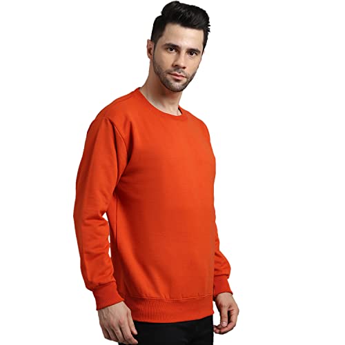 Image of BZR-Men's Fleece Round Neck Regular Sweatshirt (Sw Rrn Black 01-L Black L)(1903)