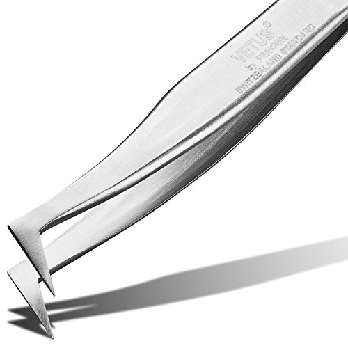 Pinza para Cejas Técnica de Volumen - para Extensiones de Pestañas con Extensiones Pestañas en Grupo - Original Vetus 6A-SA - Arqueado - Largo 115mm