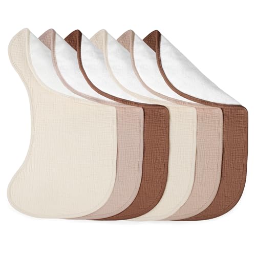Image of lulumoon Muslin Burp Cloths for Babies: 100% Soft Cotton Large Burping Cloths - Neutral Baby Burp Rags for Boy and Girl - Absorbent Burp Cloth for Spit-Ups 6 Pack