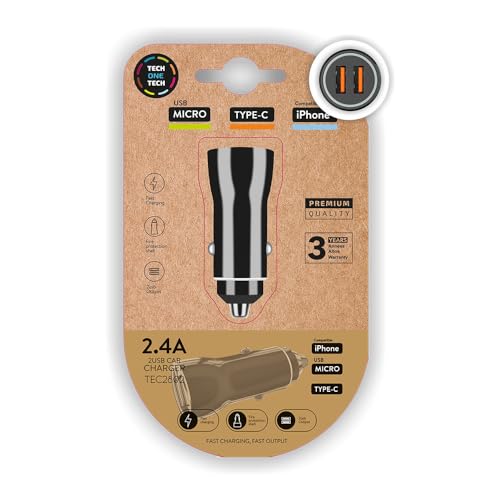 Cargador de Coche Tech One Tech TEC2802/ 2xUSB/ 12W