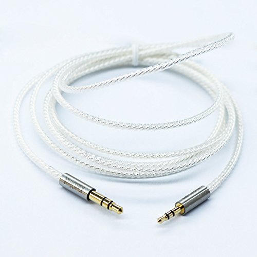 ketdirect 200 cm (6ft) bañado en plata chapada en oro diseño macho de 3,5 mm a cable de audio estéreo auxiliar de coche de 2.5 mm macho auricular cable de conexión para Apple, Android Smartphone, tableta y reproductor de mp3