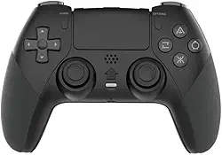 Controle de jogo sem fio para PS4/PC/Android/iOS, gamepad Bluetooth com Turbo, vibração dupla, movimento de 6 eixos, programação macro, bateria de longa duração, compatível com jogos PS4 no PS5 (preto
