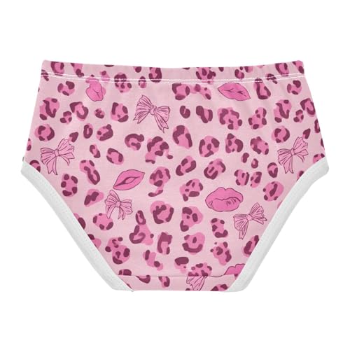 Wusikd Pink Leopard Print Bows Girls' Underwear Cotton Girls Briefs Soft Toddler Underwear 2T2