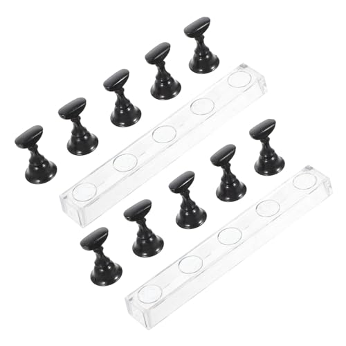 NULYLU 2 Juegos Tablero de damas de uñas impresionar paraca encarnado Perforar Poseedor soporte de entrenamiento de práctica de uñas soporte de arte de uñas titular de uñas Acrílico Black
