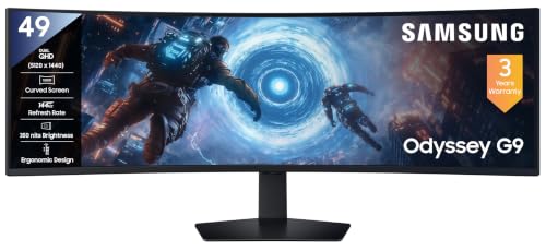 Samsung 49" (124 cm) Odyssey G9 Curved Gaming Monitor|Dual QHD 5120 x 1440|144Hz|1ms|VESA DisplayHDR 600|FreeSync Premium Pro|HDR10+ Gaming|PBP|PIP|HAS|LS49FG910EWXXL|Black