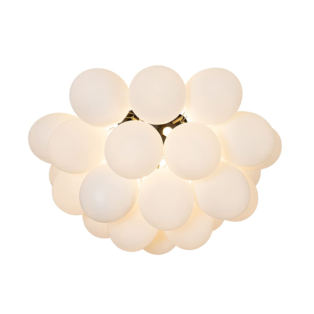 Qazqa - Design Art-Deco-Deckenleuchte I Deckenlampe I Lampe I Leuchte schwarz mit Opalglas 6-flammig - Uvas I Wohnzimmer I Schlafzimmer - Kugel I Kugelförmig - LED geeignet G9