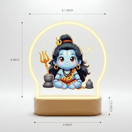 Image of Giftplease Divine Baby Shiva LED Desk Lamp - Warm Glow Spiritual Night Light - Cute Bal Shiva Table Decor for Pooja Room, Meditation Space, and Kids' Bedroom - Religious Gift & Home Accent GL 11