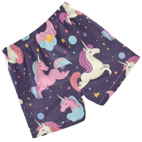 Pigsaly Boys Swim Trunks Yellow Star Unicorns Boys Board Shorts Swimsuit Swimwear Summer Bathing Suit 3T2