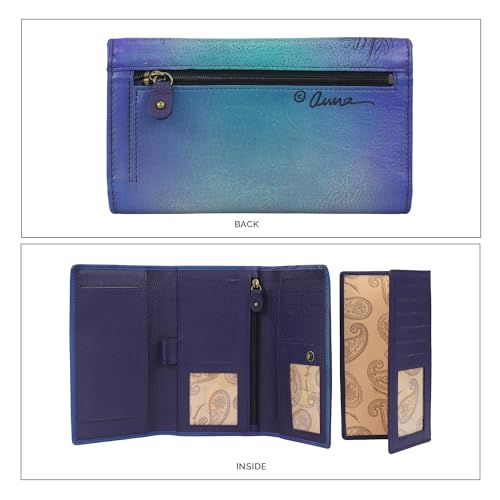 Anna by Anuschka Women's Hand-Painted Original Leather RFID Checkbook Clutch Wallet3