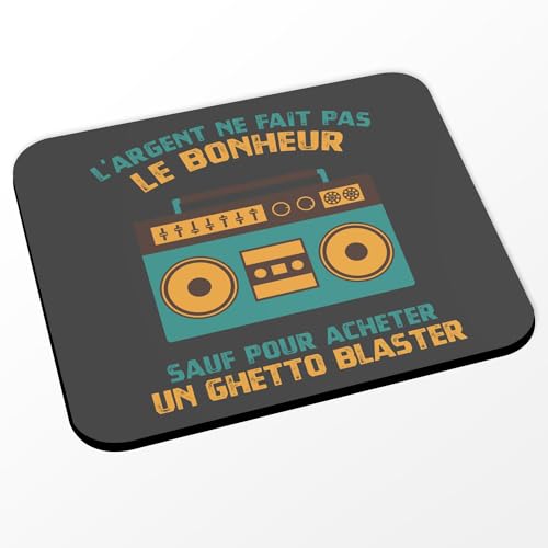 Tappetino per mouse nero – radio cassette – argento non fa la felicità – (dimensioni 24 x 20 cm)