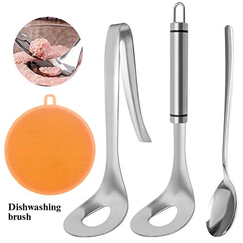Ozazuco 4 Pcs Meat Baller Spoon, Stainless Steel Meatball Making Tool, Non-Stick Meatball