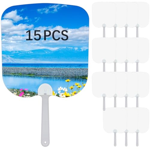 GEKIXUTP 15 Pcs Church Fans Handheld Set Sublimation Fans Blank Double-Sided Sublimation Paddle Fan Blanks DIY Hand Fan for Church Parties and Wedding for Guests