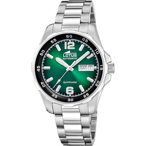 LOTUS Reloj Automático Hombre de Acero Inoxidable 316l Plateado Reloj Analógico Hombre   Calendario   Cristal Zafiro de Alta Resistencia   Resistente al Agua 10 ATM 18997/3