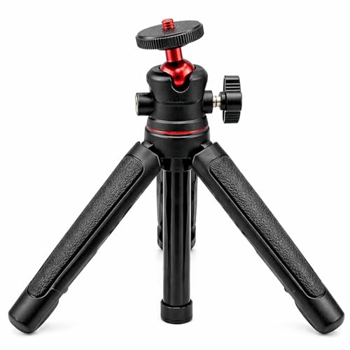Image of Compact Travel Tripod, Portable Mini Desktop Tripod with 360° Adjustable Ball Head 1/4 Screw Extendable for Smartphone Action Camera Pocket Camera, Lightweight Tabletop Stand for Vlog Selfie Travell