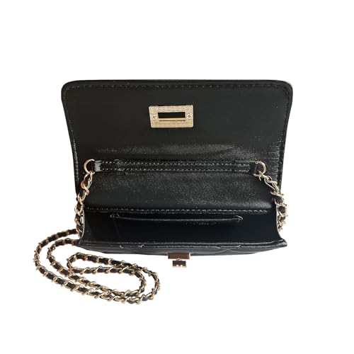 Black Purse with Leather Woven & Sleek Gold Chain Strap, Small Crossbody Bag Perfect for Carrying Daily Essentials4
