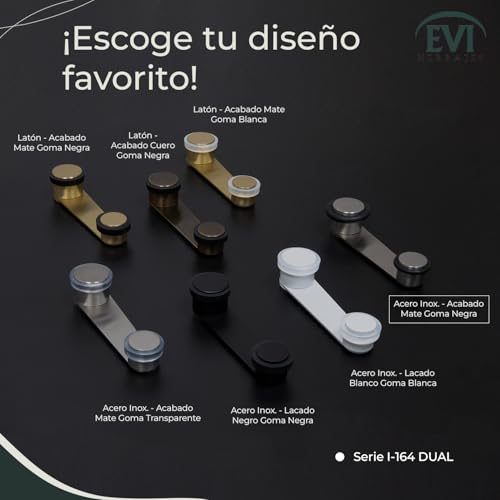 Miniatura 5 de Evi Herrajes Tope De Puerta Retenedor Giratorio Acero Inoxidable - Goma Negra Para Puerta De Hasta 50 Mm De Grosor Incluye Tornillo Taco Mod. I-164radam