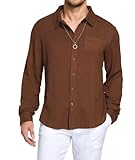 YTD Mens Casual Button Down Shirts Long Sleeve Dress Business Shirt with Pocket