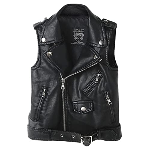 Kids Boys Girls Faux Leather Motorcycle Vest Jacket Toddler Black Leather Jacket Children Fall Zip Up Toddler Boy Coat2