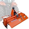 VISRACK 49" Rotary Tiller Attachment for Cat 1 Tractors, 3-Point Hitch, 540 RPM PTO Driven Cultivator with Replaceable L-Shaped Tines, 5" Working Depth (3 Point 49")
