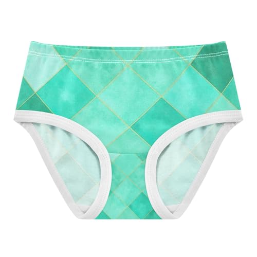 Toddler Girl Panties, Turquoise Aqua Diamond Tiles Cotton Underwear for Girls, 2T–8 Years