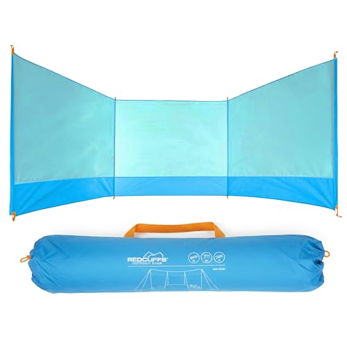 GEEZY Blue Windbreak with Accessories – Fiberglass Poles, High-Visibility Guy Lines, Travel Bag – Wind & Sun Protection for Camping, Beach, Tents, Caravans, Gardens – Camping & Beach Essential