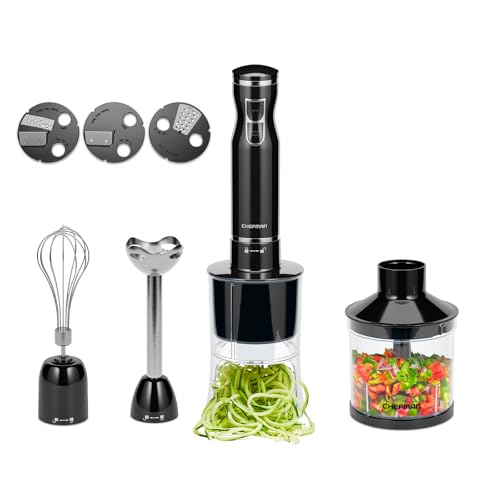 Chefman | Batidora de Mano | Hand Blender | Licuadora de Mano | 3 Cuchillas | 6 en 1 | Negro