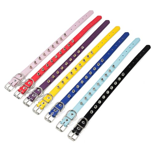 JIHUOO Hundehalsband aus PU-Leder, Nieten, modisch, verstellbar, klein, männlich, Welpenhalsband, Hundehalsband, dekoratives Haustierhalsband, Kätzchen, Geburtstag, Größe M