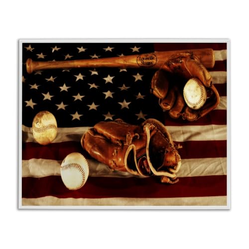 Vintage Americana Baseball Photo, 24 x 30 Inch Framed Giclée Print