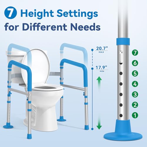 Loyoda Toilet Safety Rails for Seniors, Adjustable Height Toilet Handles for Elderly and Disabled, One-Button Width Adjustment, Foldable Handles, 350 LBS, Toilet Bars Fit Most Toilets - Image 5
