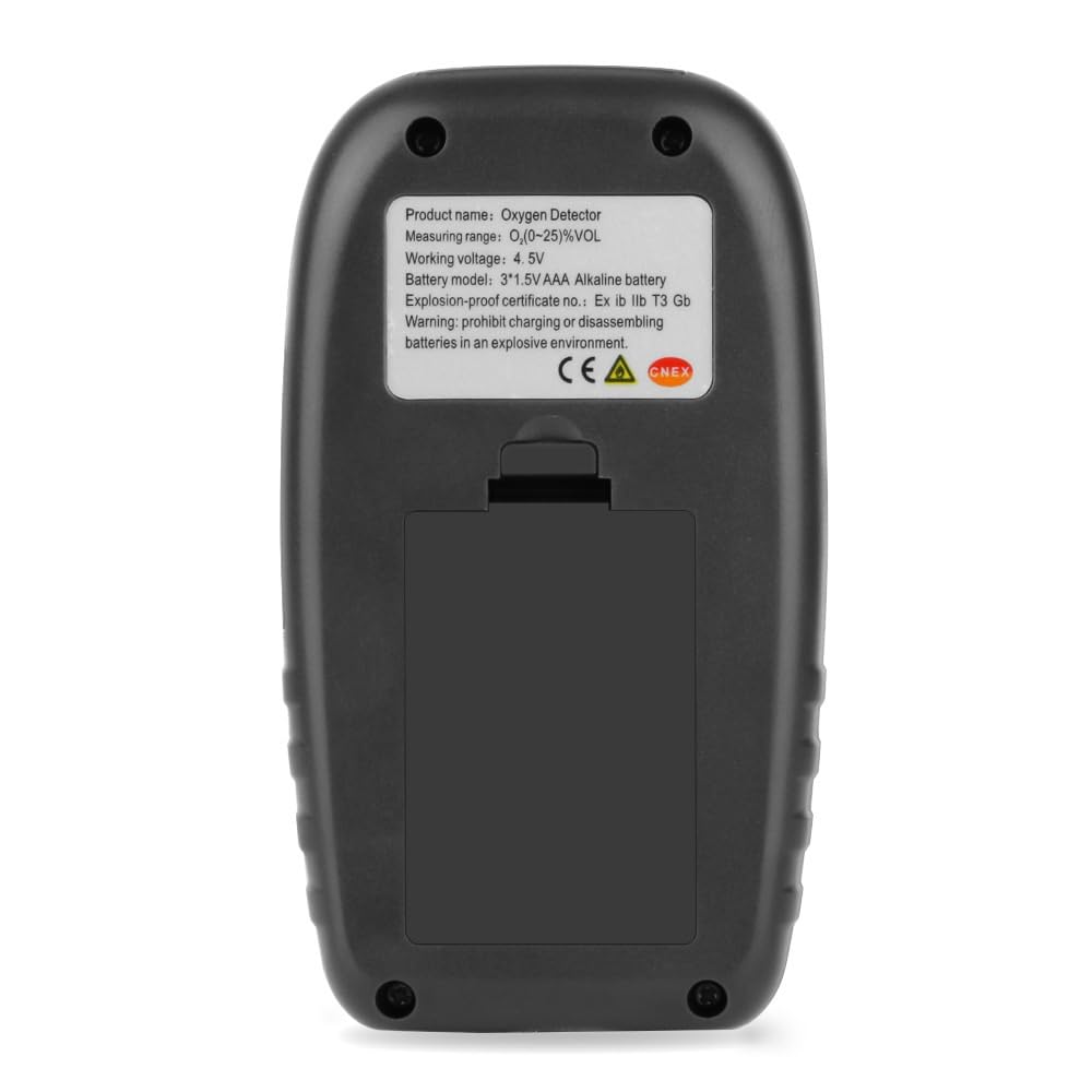 DEWIN Rilevatore di Ossigeno,0~25% Rilevatore di Gas Ossigeno misuratore ossigeno aria Vol Rilevatore Gas Portatile O2 Analizzatore di Ossigeno Tester con Display LCD WT8821
