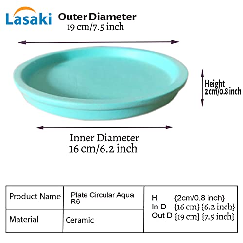 Image of Lasaki Round Aqua Ceramic Bottom Tray /Plate for Planter (6-inch, Set of 2) | Dripping Tray for Pots & Succulents | Indoor & Outdoor Planters Home Garden Decor (Plants Not Included)