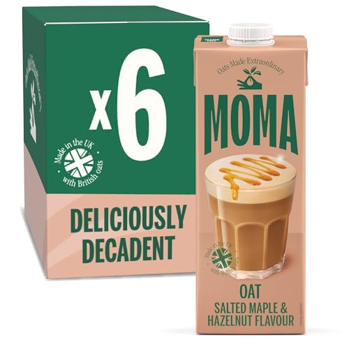 MOMA - Salted Maple & Hazelnut Barista Oat Drink - 6 x 1L • 100% Plant Based & Vegan • Perfectly Foamable & Non-Splitting • Nut Free • No Added Sugar • Enriched with Vitamins • Indulgent & Creamy