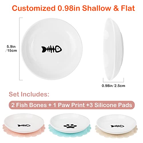 𝟮𝟬𝟮𝟯 𝐍𝐄𝐖 Anti Whisker Fatigue Cat Bowls Set, Healthy Ceramic Cute Flat Cat Food Bowl For Indoor Cats, Cat Dishes Shallow Wide Cat Plates For Wet Food, Small Whisker Friendly Cat Feeding Bowls #TOP4