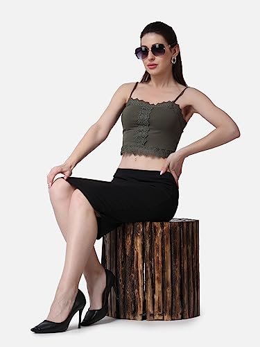 Image of POPWINGS Casual Solid Pencil Skirt for Women || Knee-Length Skirt for Women || Stylish Mini Skirt for Women || Summer Pencil Skirt for Women