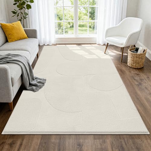 Tapete moderno abstracto SHACOS 4'x6' crema miniatura 1