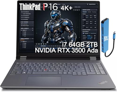 Lenovo ThinkPad P16 Mobile Workstation Laptop (16' UHD+ 4K+, NVIDIA RTX 3500 Ada 12GB, Intel Core i7-14700HX, 64GB DDR5, 2TB SSD) for Engineer, Designer, Architect, Fingerprint, IST Hub, Win 11 Pro