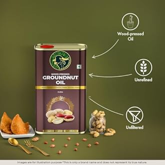 GirOrganic Wood Press Groundnut Oil - 5 Litre Tin | Kacchi Ghani | Virgin | Unrefined | Cold pressed |100% Natural cooking oil | Gopal Ratna Award Winner 2023
