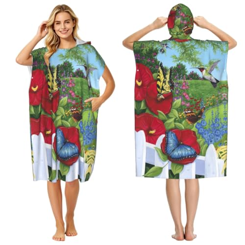 Poncho pour piscine et plage à séchage rapide imprimé fleurs