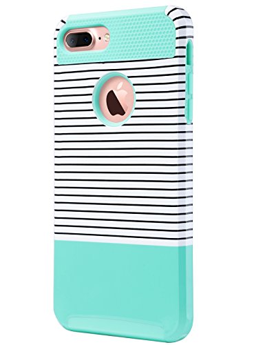 iPhone 7 Plus Case, ULAK Slim iPhone 7 Plus Case [Scratch Resistant] Hard PC Soft TPU Case for Apple iPhone 7 Plus [5.5 inch]-Minimal Mint Stripes