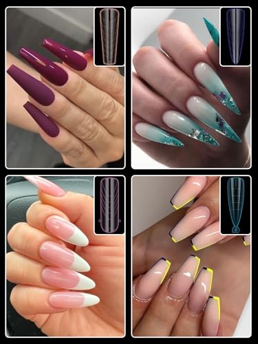 EBANKU 288 PCS Poly Gel Nail Forms, Reusable Dual Forms for Polygel Multicolor Nail Mold Acrylic Nail Extension Tool for Home Salon Nail Manicure, 12 Styles - Image 2