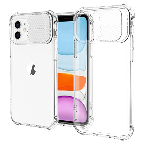 XTCASE Funda para iPhone 11, Protección de la Cámara Transparente Carcasa Cubierta de Cámara Deslizante Proteger Ultra-Fina Híbrida PC + TPU Anti-Choque Anti-arañazos Cover