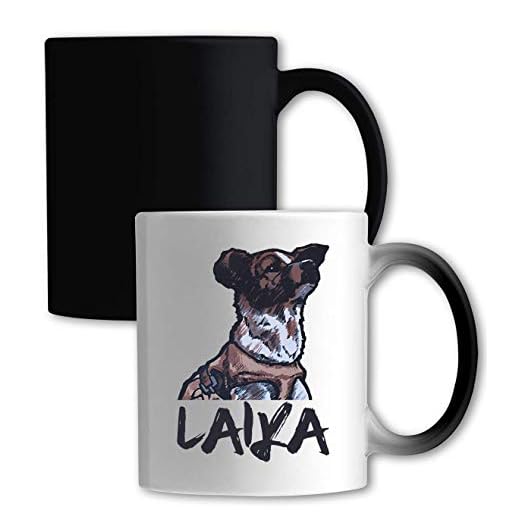 Atprints Grov målad Laika första rymden hund färgskiftande mugg