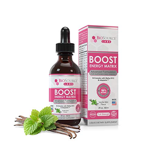 BioSource Labs Boost Energy Matrix âVegan Vitamin B-Complex Sublingual Liquid Drops w/ Methyl B12 & Adaptolin (2oz / 60ml Bottle)