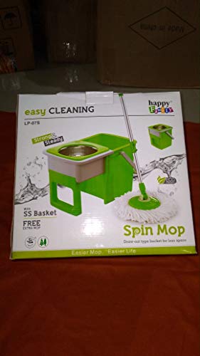 Image of 360 Degree Spin Bucket Mop with 1 Refills- Super Absorbent Refills for All Type of Floors, 180 Degree Bendable Handle, for Perfect Cleaning (Green)